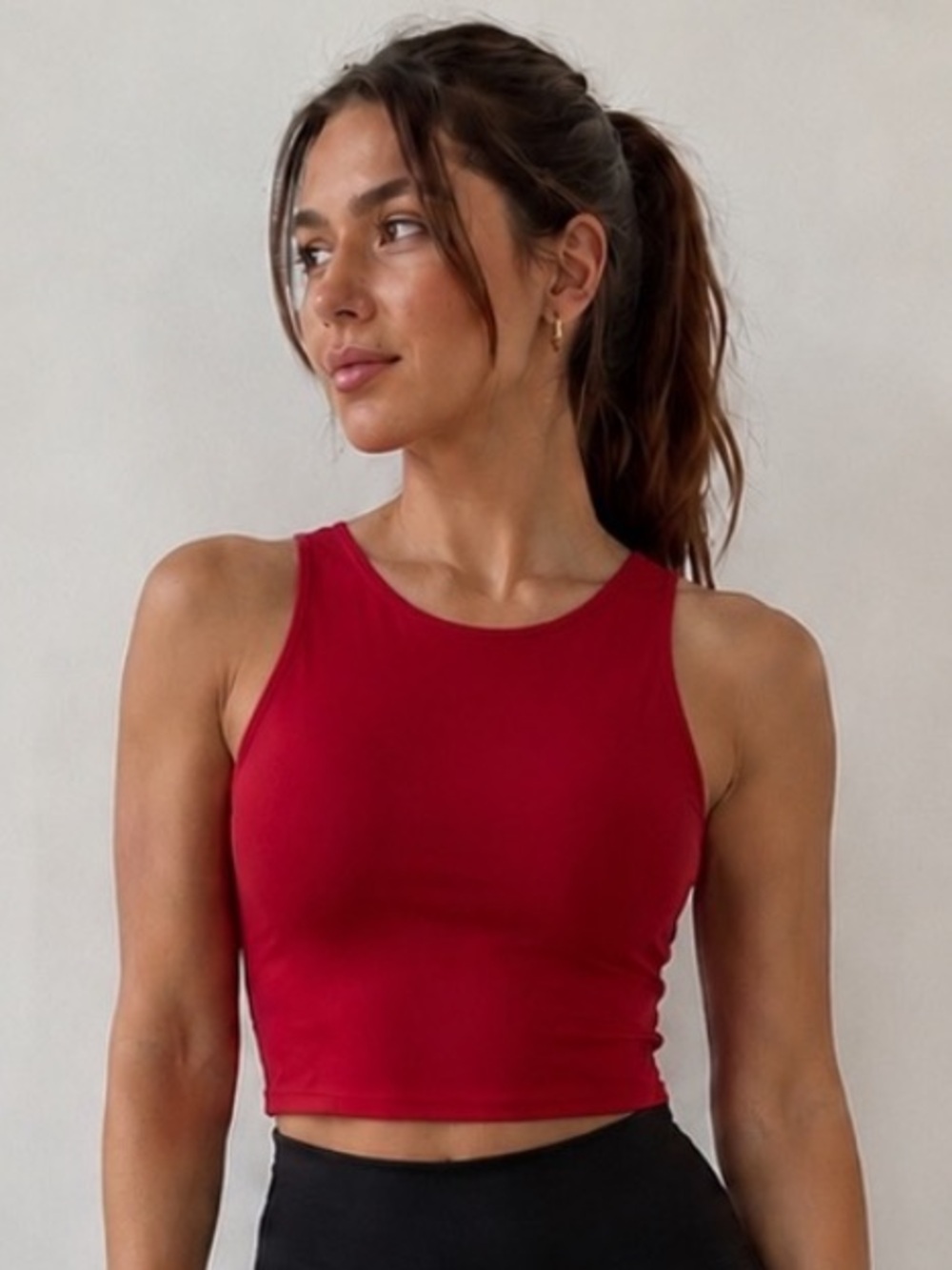 Athleta Conscious Crop Racerback Built in Bra Tank Top in Red